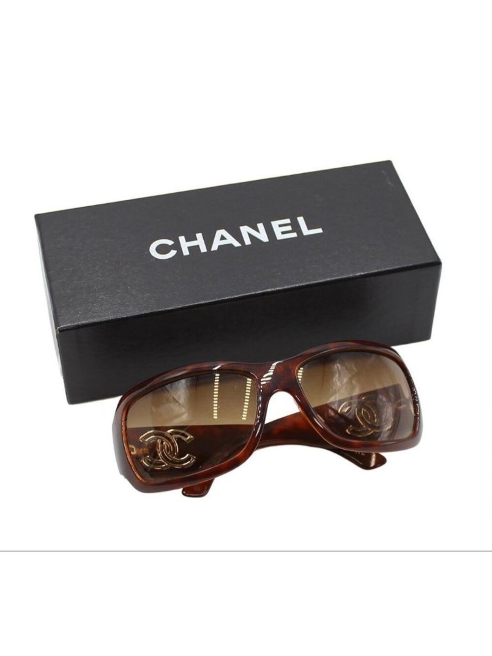 Chanel CC Logo Tortoiseshell Sunglasses Eyewear - Picture 2 of 10
